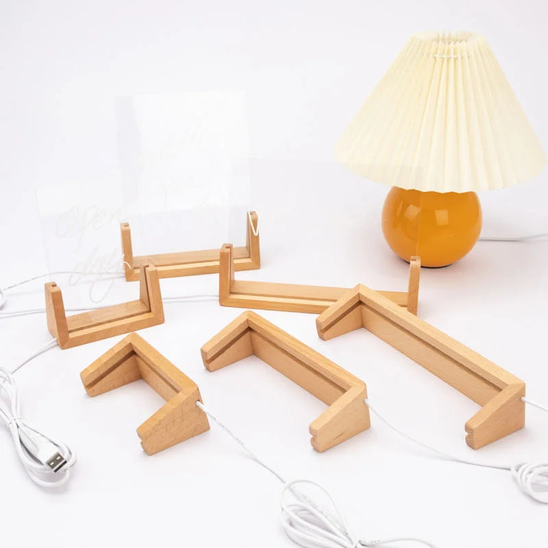 Solid Wood 3D Lamp Bases LED Lights Custom Size Battery Box Acrylic Home Decorations Solid Wood Crafts Wooden Boxes Wall Signs