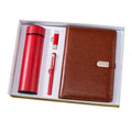 In Stock Custom Logo Women Leather Red A5 Notebooks with Bottle Diary with Pen and Box and Usb Gift Set