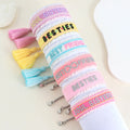 12pcs BESTIES Friendship Bracelets Ruffles Edged Embroidery Bracelet Sisters Wristband Braided Rope Gifts for Best Friends