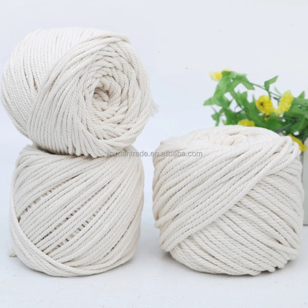 1mm 2mm 3mm 4mm 5mm 6mm 8mm 10mm Wholesale 100%Cotton Macrame Rope Unbleached White Natural Cord Macrame