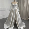 S0232G 2026 New Hot -selling High -quality Long -sleeved Satin Bride Women a Line Ball Gown Wedding Dress Bridal