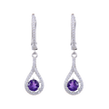 Abiding Jewelry Fashion Water Teardrop Natural Amethyst Gemstone 925 Sterling Silver Dangle Drop Earrings