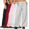 Custom Women's Winter Oversized Breathable Fleece Drawstring Wide Leg Hem High Elastic Waist Cotton Blend Thermal Baggy Pants