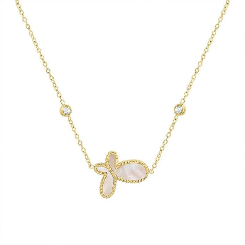 Hot Sale Simple Fashion Jewelry Fritillary Stainless Steel 18K Gold Zircon Butterfly Pendant for Women Luxury Necklace