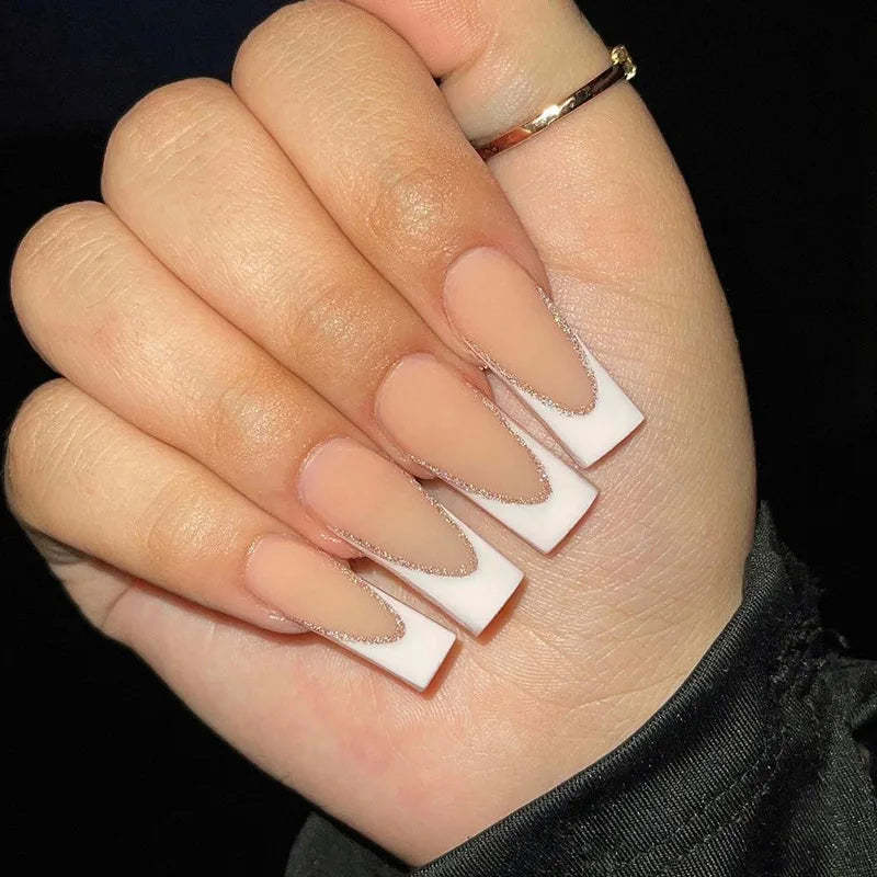 Wholesale Glitter Nails Ombre French Ballerina Fake Nail Matte Coffin False Nails Wholesale Supplier