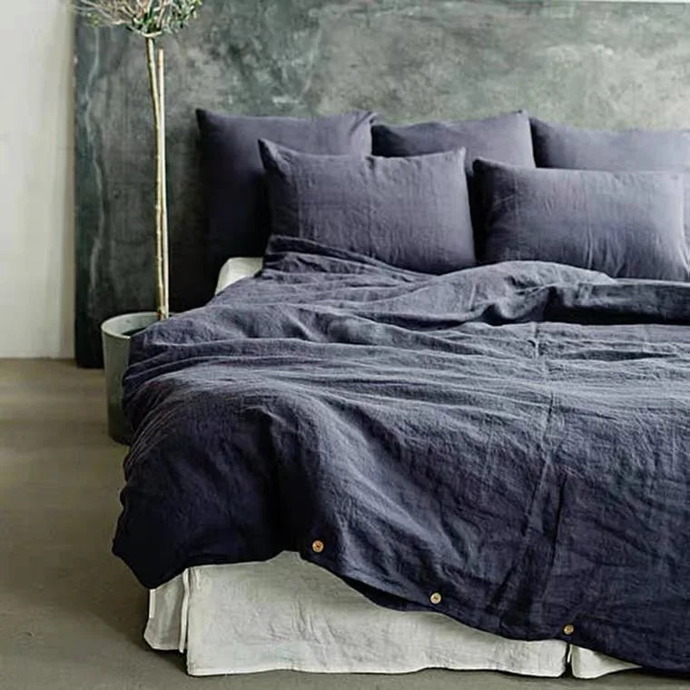 Promotion 100% Linen Bedding Sets Flax Washed Stone Linen Fitted Sheet With Deep Pocket