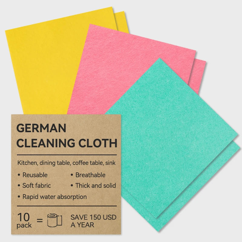 Three-color German Dish Cloth Household Needle-punched Non-woven Kitchen Cleaning Biodegradable Swedish Dishcloth