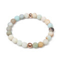 New Natural Stone Bangle Frosted Beaded Amazonite Wristband Mala Beads Bracelets Gift