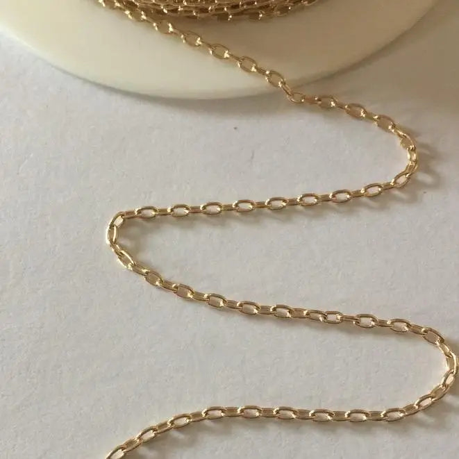 Premium Jewelry Chain 1mm 14K Gold Filled Rectangle Cable Chain for Jewelry Making