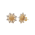 Fine Jewelry 14k Solid Gold Lab Grown Diamond Stud Earrings Flower Design Round Brilliant Cut Trendy Wedding Anniversary Gift