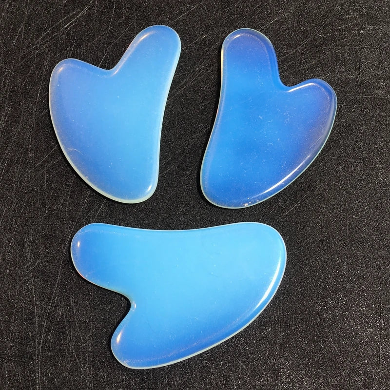 Huiying Heart Custom Logo Opalite Scraper Body Face Massage Facial Gua Sha Stone