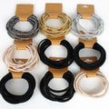 Factory Wholesale 5 Pcs Metallic Hair Ties Glitter Hyper Elastics Gold Sliver Ponytail Holders Hair Bands for Women and Girls