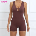 Janya Front Twist Hollow Out Backless Workout Jumpsuits Sleeveless Gym Fitness Bodysuit Short One Piece Yoga Jumpsuit for Women