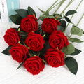 M-1292 Wedding Decorative Party Artificial Silk Rose Flowers Long Red Artificial Velvet Roses Stem for Home