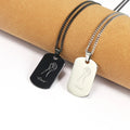 Minimalist Jewelry Black Silver Custom Engraved Irony Words Tag Necklace Personalized Gift for Him