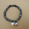 Fashion Black Pearl Bracelet 100% AA+ Freshwater Good Pearl 6.3-7.3 mm Baroque Shape available in Whitepinkheart Hanger
