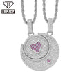 Top Icy Hip Hop Jewelry Iced Out Full Diamond Two in One Pendant 3A CZ Gold Plated Sun&Moon Necklace for Lovers