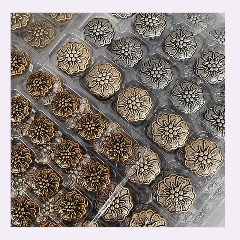 Diy Garment Clothing Jacket Metal Buttons Flower Embossed Sewing Button Vintage Flower Carved Fur Coat blazer Button Round