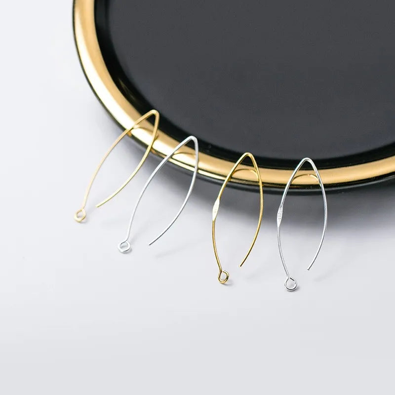 Vintage S925 Sterling Silver V Shape Earring Hook DIY Gold Plating Ear Accessories