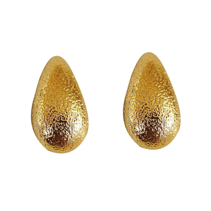 New Vintage Cavity Metal Tear Drop Earrings for Women Fashion Gold Silver Earring Chunky Jewelry
