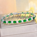Charming Chic Green and White Cubic Zircon Crystal Elegant Women Engagement Wedding Party Bracelets Bangles Jewelry Accessories