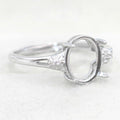 Sterling Silver 8*10mm Semi Mount Ring Empty Frame Blank Support Setting S925 Base Holder Without Center Stone for DIY Inlay
