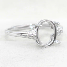 Sterling Silver 8*10mm Semi Mount Ring Empty Frame Blank Support Setting S925 Base Holder Without Center Stone for DIY Inlay