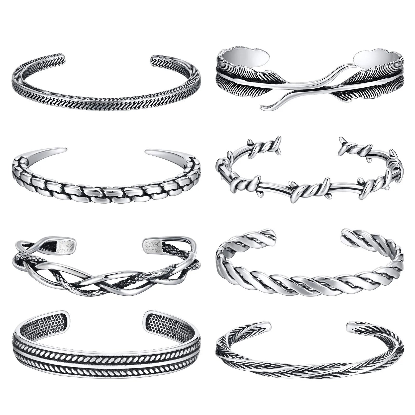 Wholesale Retro Style Open Fashion Cuff Bracelets Personalized Twisted Stainless Steel Bracelets Men's and Women's Party Jewelry