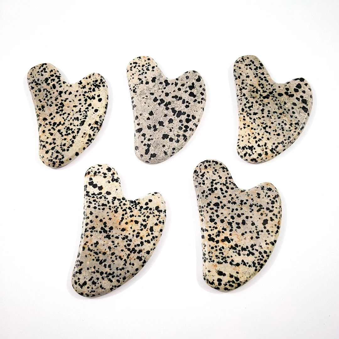 DIY Summer Welcomed Natural Facial Gua Sha Beauty Massage Heart Dalmatian Jasper Massage