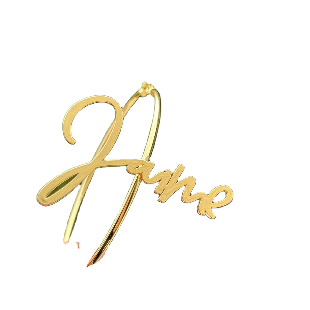 QIUHAN Dropshipping Nameplate Earrings Anti-allergy Stainless Steel Letter Earrings Round Custom Name Earrings