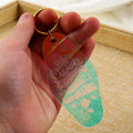 Custom Iridescent Sublimation Acrylic Vintage Motel Keychain Blank