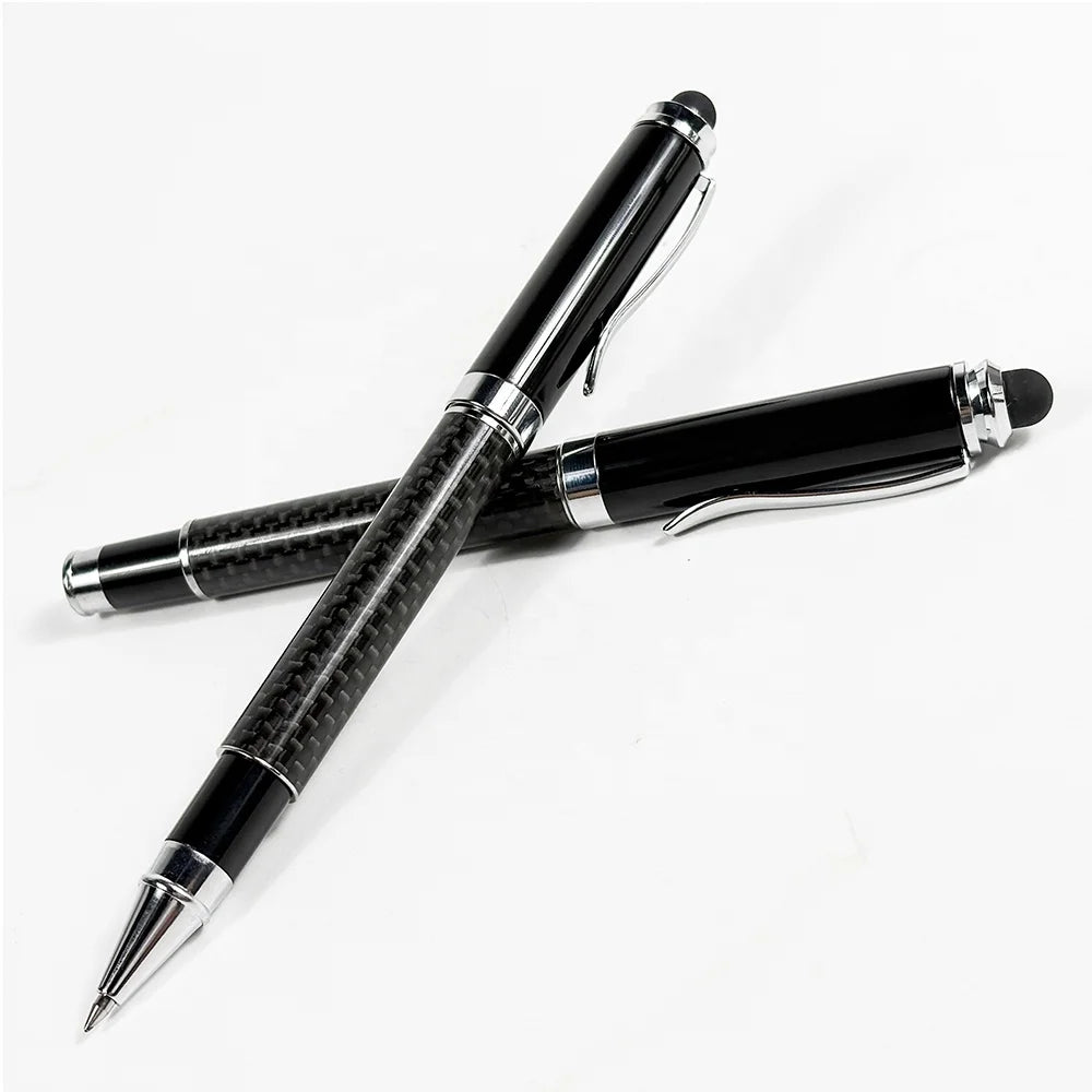 Custom Logo Carbon Fiber Stylus Ballpoint Pen Black Metal Laser Engraved Luna Roller Ball Signature Stylus Pen