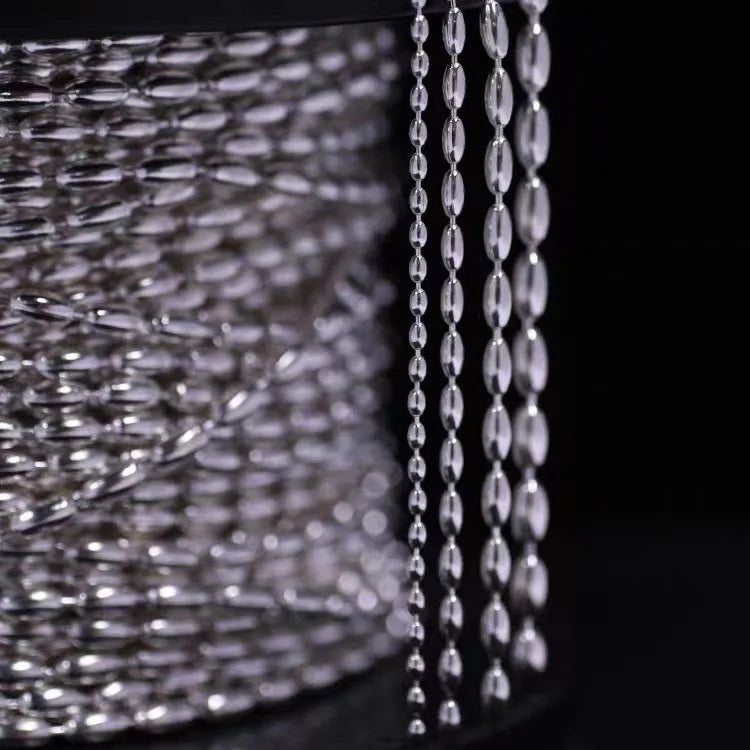 Wholesale Fashion S925 Sterling Silver Olive Beaded Chain for Necklace Jewelry Making Accessories