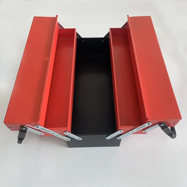 Red Metal Folding Storage Box 3 Layers with 5 Trays Multi-Function Iron Tool Organizer