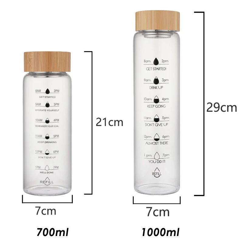 High Quality Transparent Color Wooden Lids Borosilicate Sublimation Glass Water Bottle