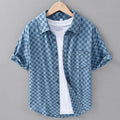 RNSHANGER Soft Plaid Men's Shirts Casual 100%Cotton Summer Short Sleeve Shirts for Youth Men Cool Casual  Male Tops Shirt