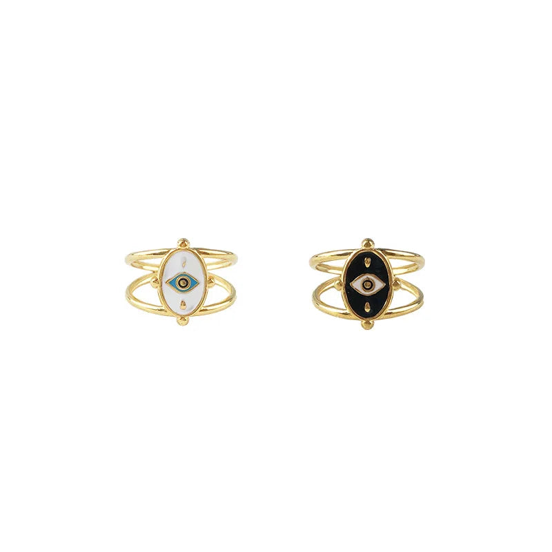 Personalized Black and White Oil Ring Retro Fashion Hot Selling Evil Eye Ring Non-Fade Female Rings