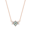 OL1015 Abiding Fine Jewelry Custom Square Cut 5x5mm Gemstone Rose Gold Plated Solid Silver Moss Agate Necklace