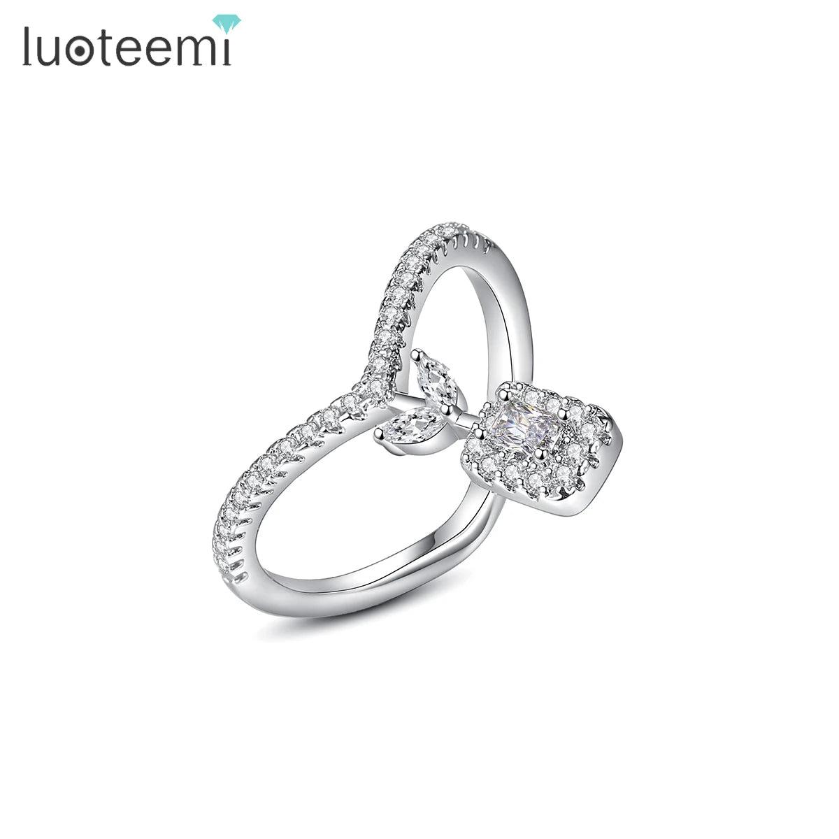 LUOTEEMI New Micro Trendy Woman Long Finger Fashion 2026 Luxury Jewelry Cubic Zirconia Ring