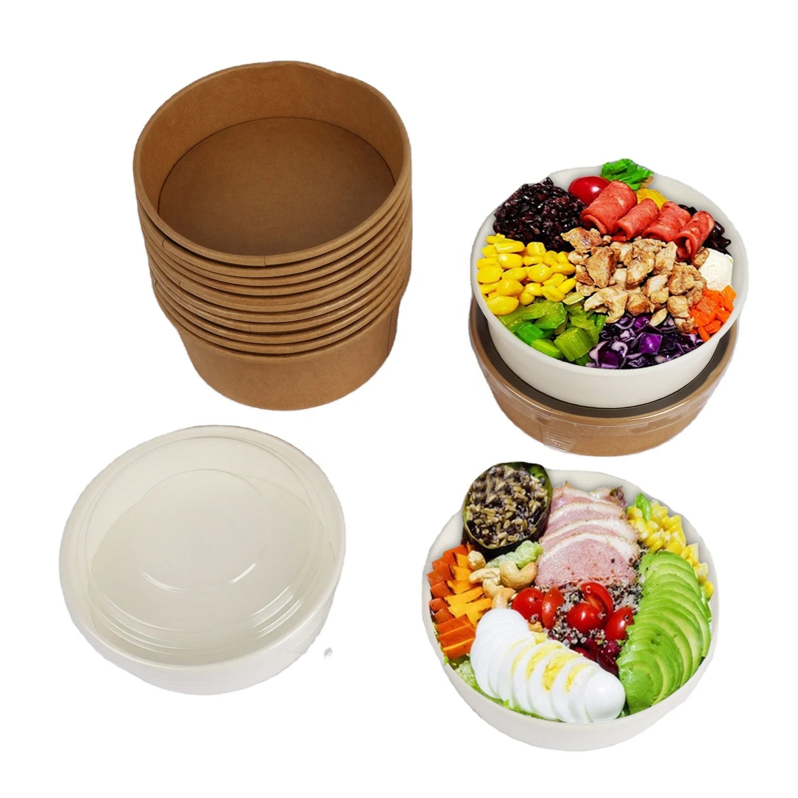 Compostable Biodegradable Salad Paper Bowl Eco-friendly Soup Bowl With Lid