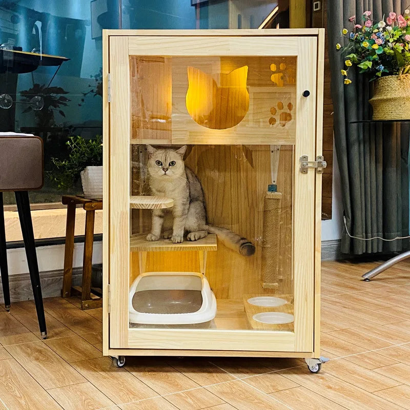 USMILEPET Wholesale  Solid Wood Luxury Cat Villa Multi-Feature Luxury Cat House Cage House for Cats Breeding