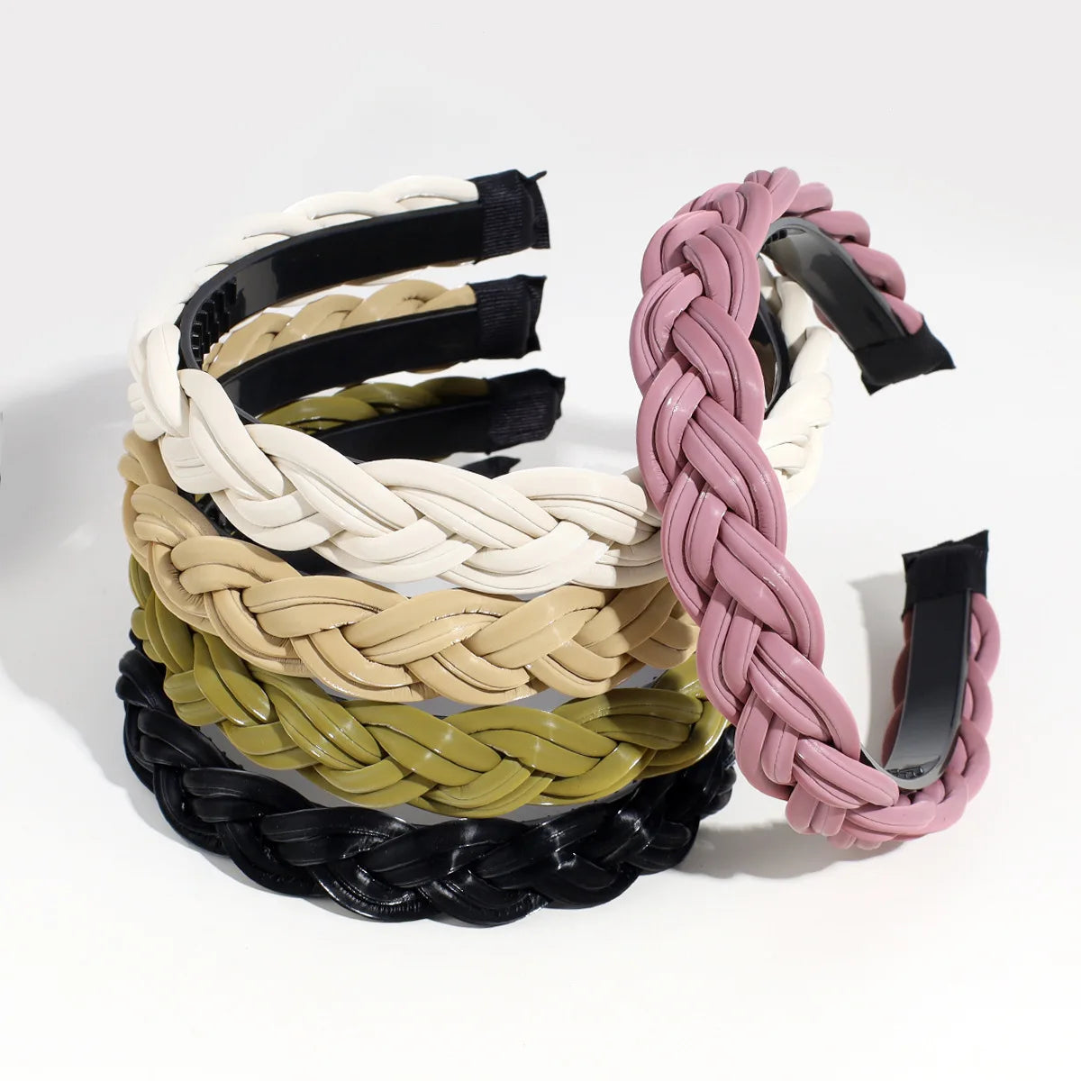 5 Color Available Good Quality PU Fashion Braided Hairband for Women No Slip Make up Wash Face