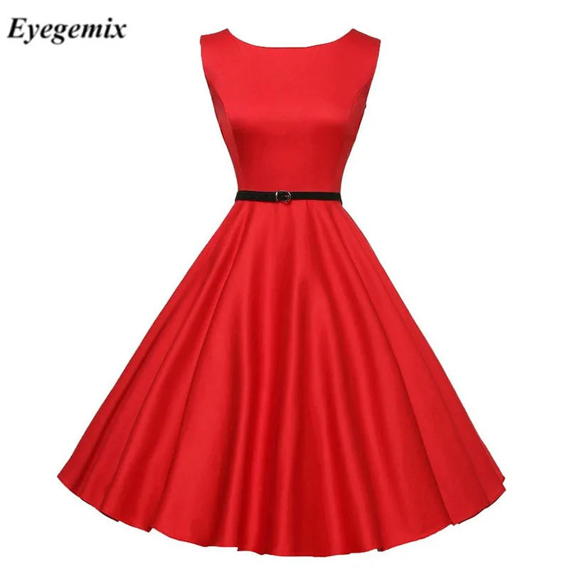 Summer Vintage Party Dress Women Lady Elegant 50s 60s Retro Pinup Vintage Dress Vestidos
