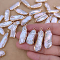 New Arrived Natural Pearl With Bail Gold Plated Connector Pendant Charm for Jewelry Making