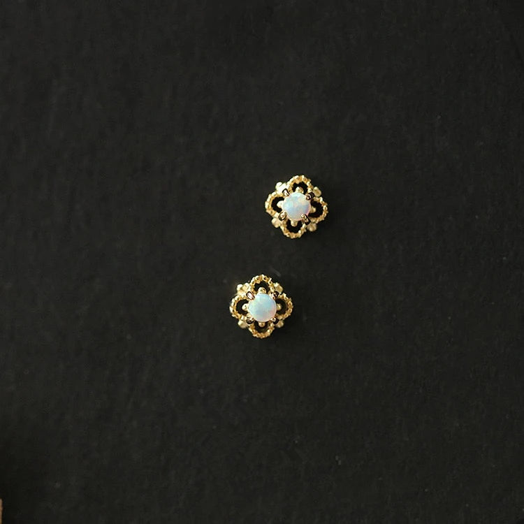 Trendy Design Sterling Silver Gold Plated Women Designer Opal Stone Earrings