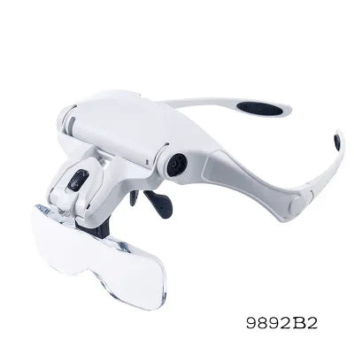 Runsine Headwear Eyeglasses with 5 Lens Led with Lamp Reading Maintenance Appreciation High Definition Acrylic Magnifying Glass