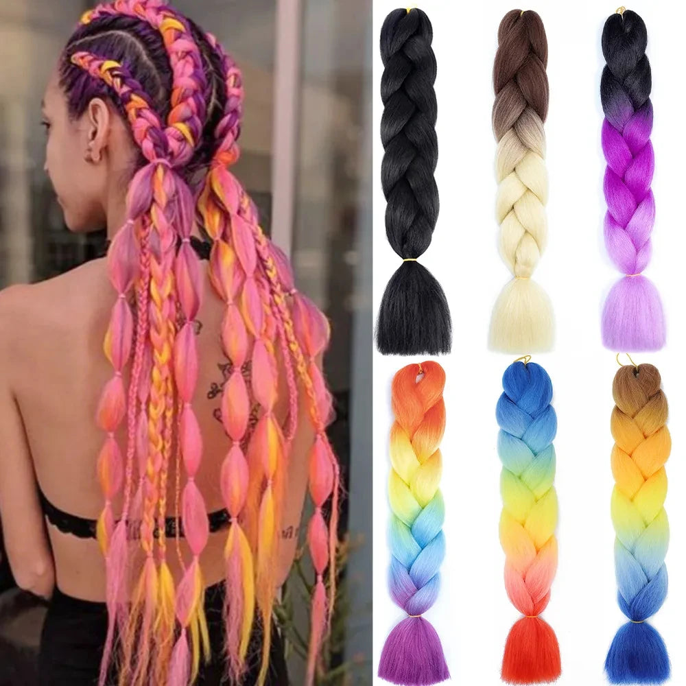Wholesale Synthetic Hair Jumbo Hair Braids Synthetic Yaki Texture Ombre Jumbo Braiding Hair Extensions for Woman