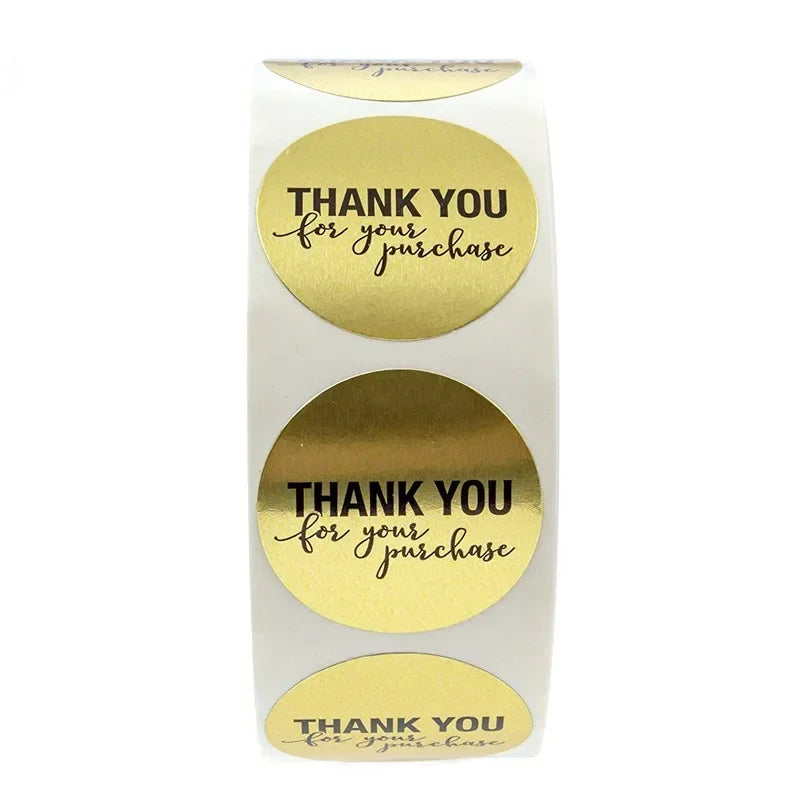 Factory Custom Holographic Glossy Logo Printed Roll Seal Self-Adhesive Paper Round Thank You Label Stickers Small Business