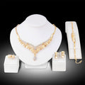 Exaggerated Wedding Bridal Crystal Necklace Earrings Ring Bracelet African Wedding Jewelry Set for Women