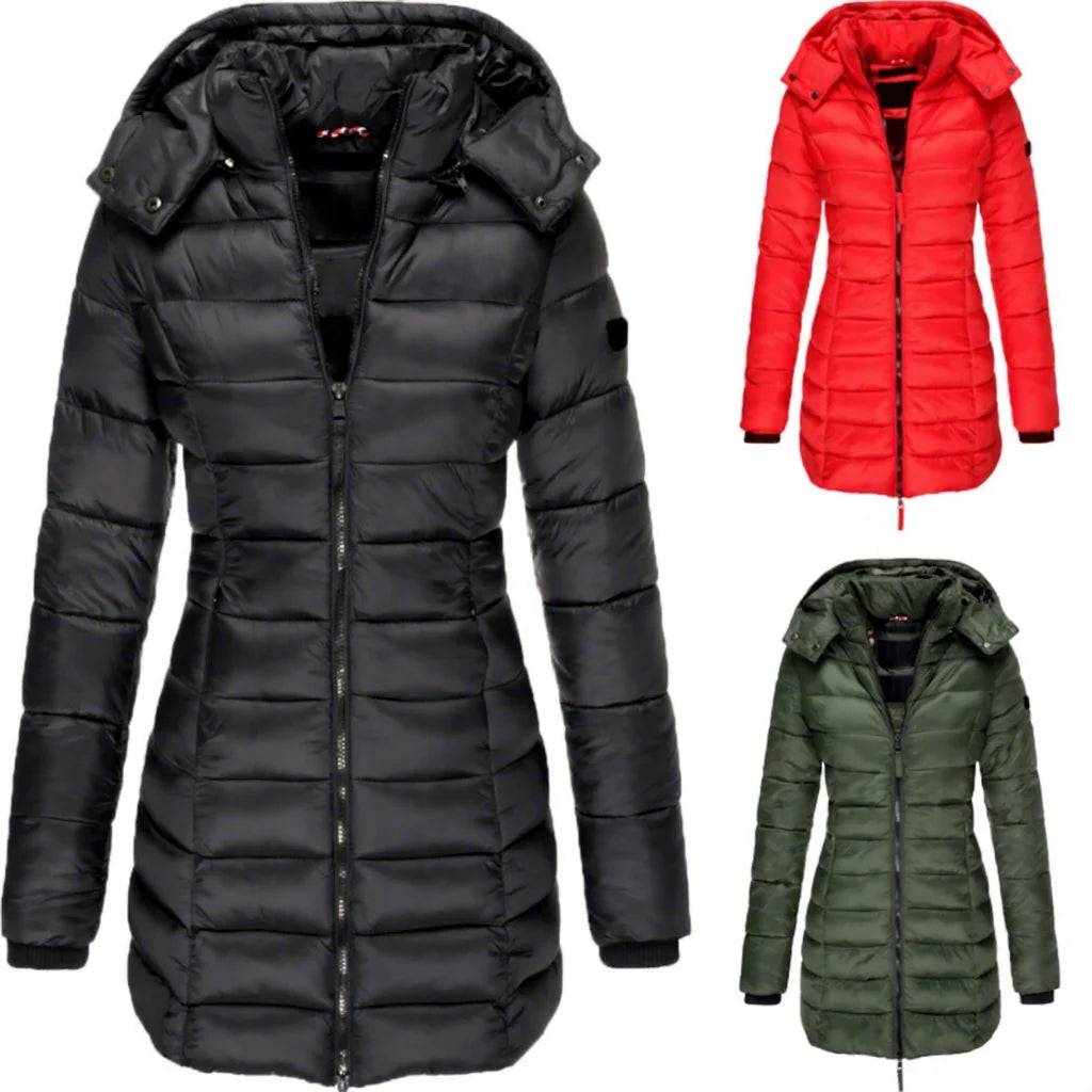Yiwu Wholesale Winter Warm Big Size Jacket Simple Design Zipper Long Hoodie Coat